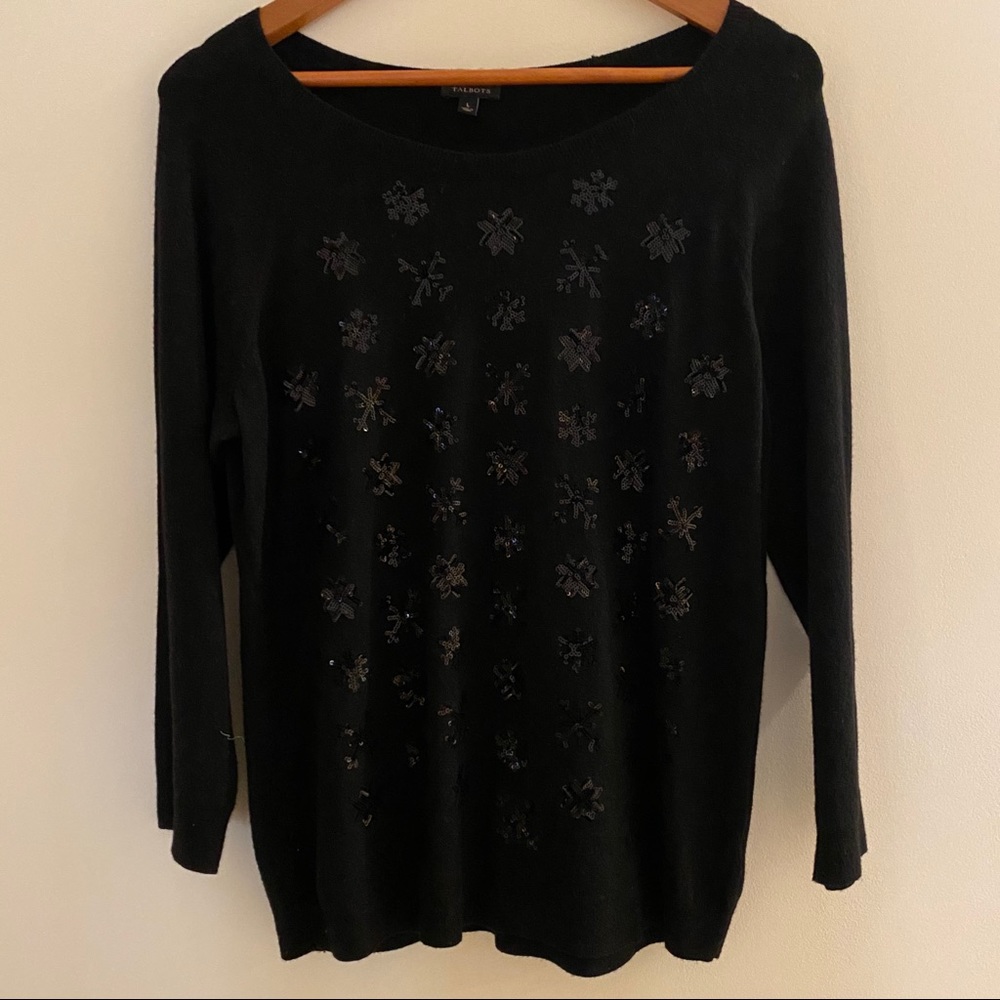 Talbots Snowflake Sequin Sweater